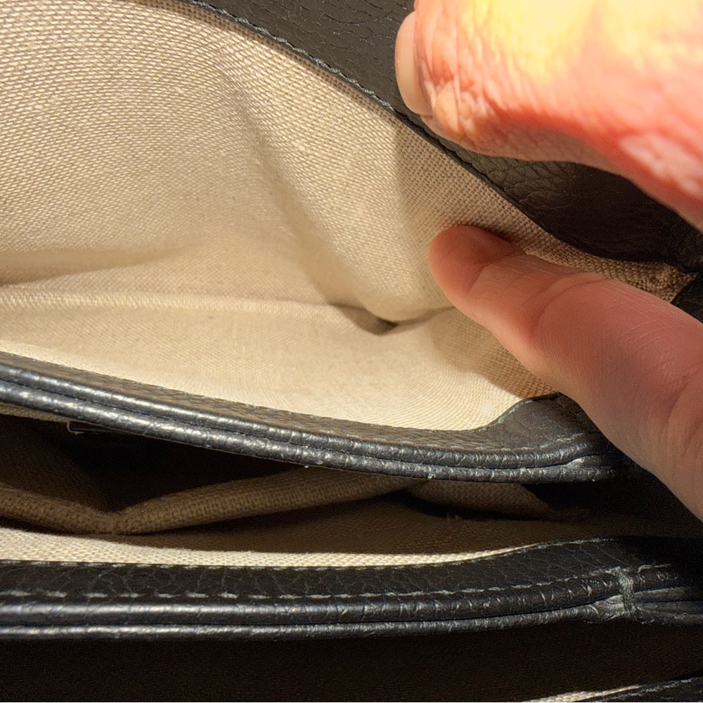 Gucci Dollar Calfskin Interlocking G Top Handle Crossbody in black - Picture 10 of 14